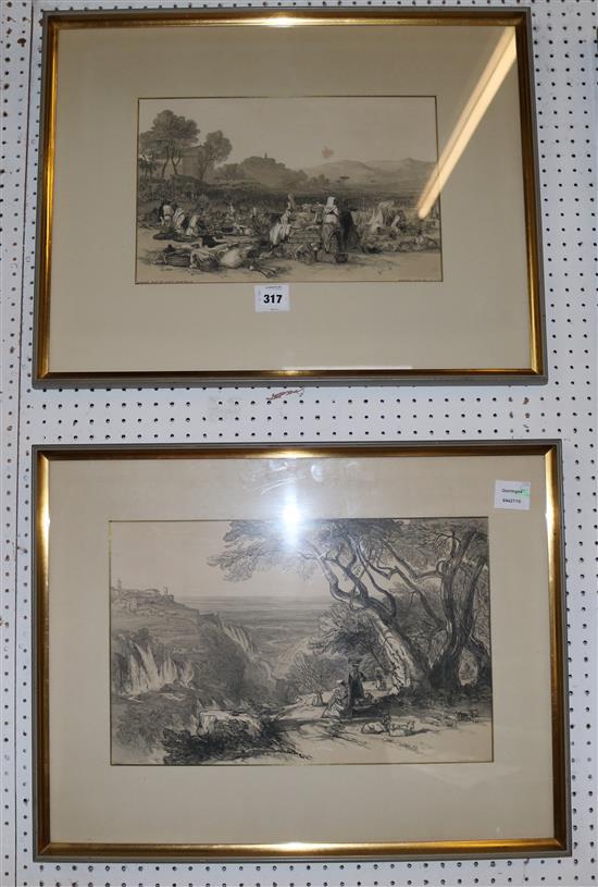 After Edward Lear, two lithographs